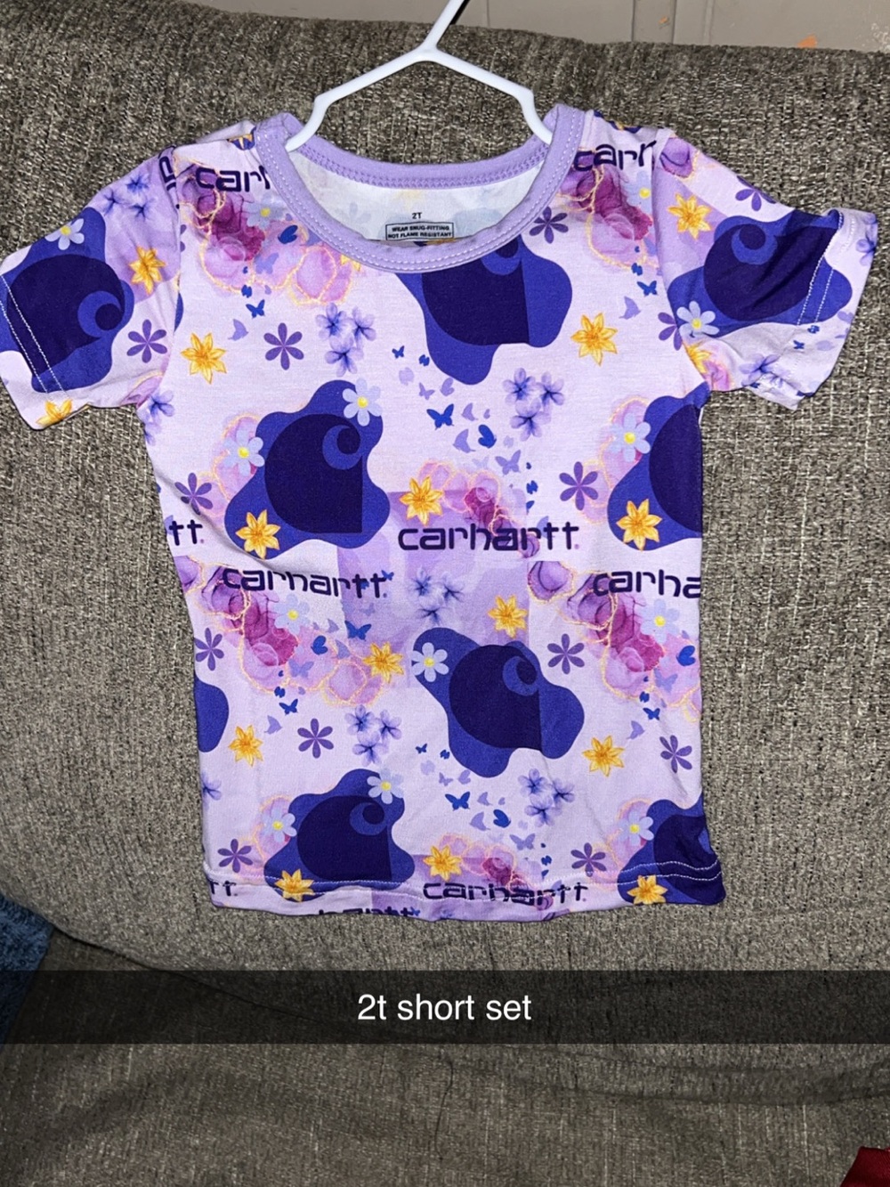 Carhartt Girls' Lavender Floral Bamboo 2pc Set